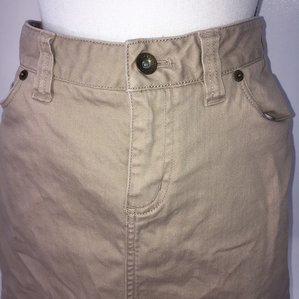 Vineyard Vines brown Jeans Mini Skirt Sz 4 100% Cotton Short Skirt Denim Pockets - Picture 4 of 8